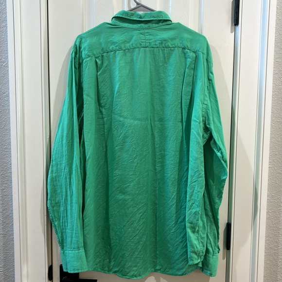 Men’s green linen Polo by Ralph Lauren button down shirt. - Picture 4 of 4